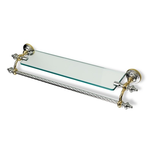Bathroom Shelf, StilHaus G33, Classic-Style Clear Glass Bathroom Shelf with Towel Bar G33